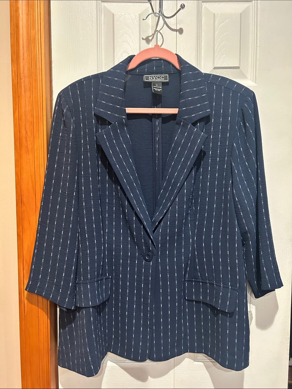 NYC Navy Pinstripe Plus Blazer